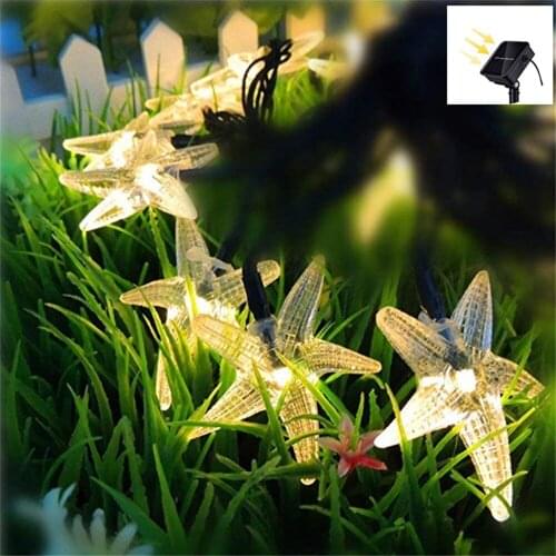 30LED 6M Solar Christmas Light Starfish Fatiry String Light Outdoor Waterproof IP65 For Holiday Party Garden House Decor Light