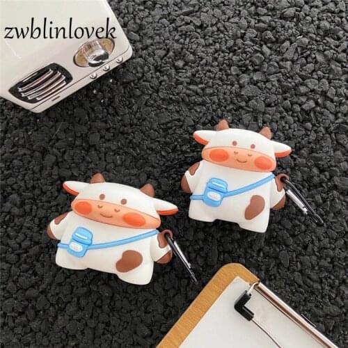 3D lovely cartoon cow headphone case for airpods pro case headphone case for apple air pods 1 2 3 earpods protective cover