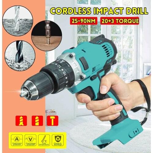 Dreamburgh Cordless Drill Impact Hammer Drill Electric Screwdriver Rechargable 13mm 2-Speed Power Tool For Makita Li-Ion Battery