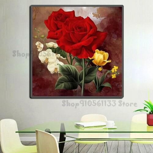 5D DIY Diamond Painting Flower Red Rose, Cross Stitch, 3D Picture Diamond , Needlework, Crafts, Diamond Embroidery Gift GG4278