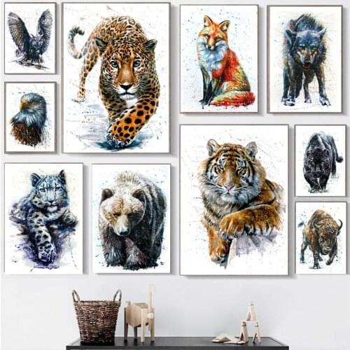 Diamond Painting Color Bear Fox Cross Stitch Kits Wall Art Diamond Painting Posters Animal Wall Pictures for Living Room Decor