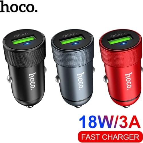 Hoco 18W USB Car Charger Fast Charging QC3.0 Car Adapter For Xiaomi Samsung Mobile Phone Charger in Car For iPhone Car Charger