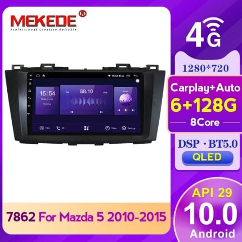 Octa Core 6+128G Car radio Audio GPS Stereo For Mazda 5 3 CW 2010 - 2015 Head Unit Multimedia with DSP 4G LTE 5GHz WIFI SWC