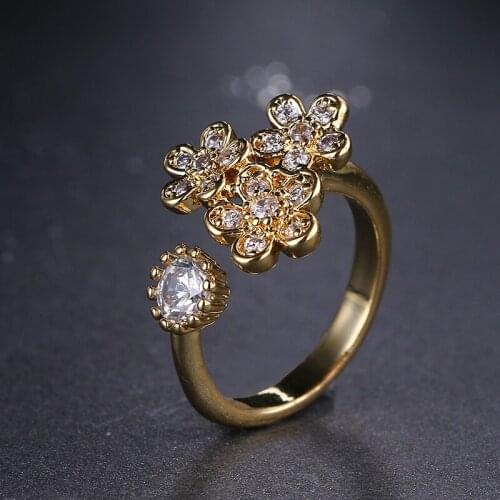 Bettyue Brand Charm Classic Flower Rings Gold Color Top Quality AAA Zircon Fashion Jewelry Rings For Women Wedding Party Gift
