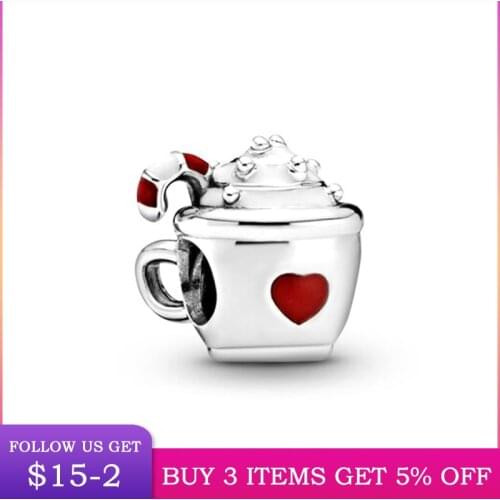 925 Sterling Silver Candy Cane Cocoa Charm Charm Fit Original 3mm Bracelet Bangle For Women Birthday Fashion Jewelry Gift