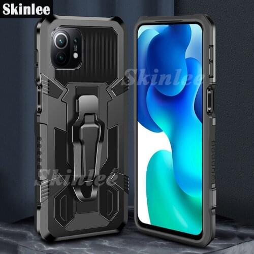 Skinlee Case For Xiaomi Mi 11 Lite Shockproof Armor Case Magnetism Bracket Back Clip Phone Cover For Mi11 Pro Cover