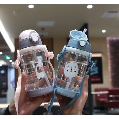 Cartoon Children With Braces Can Be Cross-slung Water Cup With Scale Drop - Proof Straw Cup Kindergarten Canteen