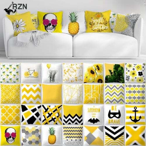 Geometry Yellow Skulls Decorative Pillows Cushion Cover 45x45 Summer Pillowcase Home Decor Sofa Living Room Pillow Cases 10474