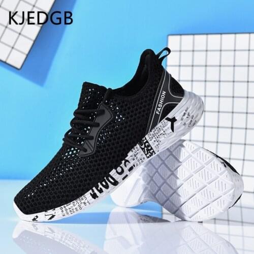 KJEDGB Men shoes summer 2020 Breathable mesh sneakers lace up black shoes men light soft big size 39-48