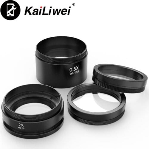 High Quality 0.5X 2X Barlow Lens Dustproof Lens Stereo Microscope Lens Accessories Auxiliary Objective Lens 48mm Thread