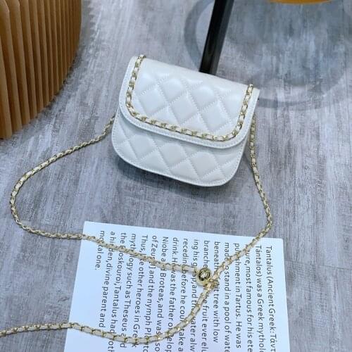 Small Gold Ball Chain Bag Small Bag 2021 New Diamond Saddle Bag Leather Womens Bag All-match Cross-slung Shoulder Bag