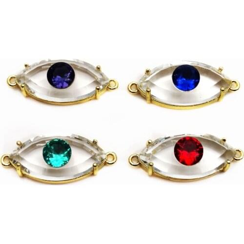Micro inlay glass Magic eye Style hand card accessory Link bracelet Glass colored devil eyes for Jewelry Making