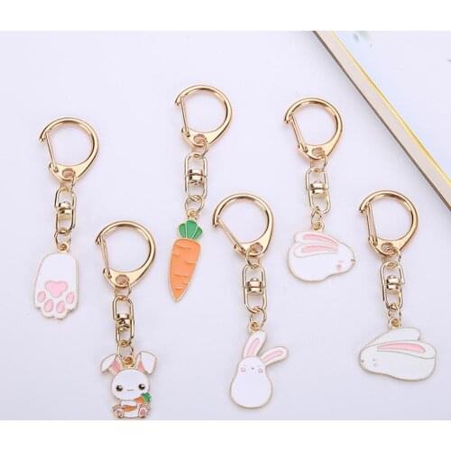 Small Cute Carrot Cat Paw Rabbit Pattern Ornament Rabbit Bunny Carrot Car Keychain Key Ring Pendant Bag Ornament Decor Cat Gift