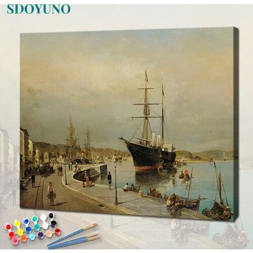 SDOYUNO 40x50cm Paint By Numbers Seascape DIY Set of Acrylic Paint For Painting By Numbers On Canvas Scenery Home Decor