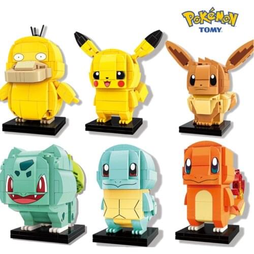 Anime BrickHeadz Pokemon Pikachu Elf Ball Pocket Monsters Building Blocks Bricks Set Classic Anime Movie Dolls Model Kids Toys