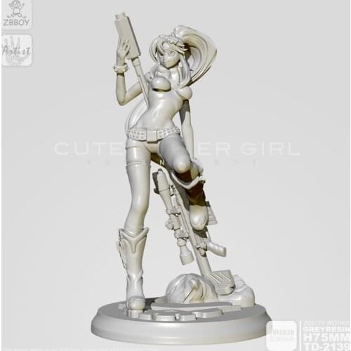 75MM Resin Fiugre Model Kits beauty model Self-assembled YFWW-2139