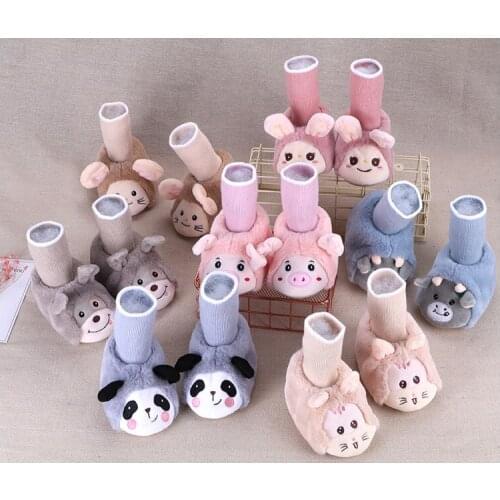 Baby Boys Girls Toddlers Non-Skid Indoor Kids Floor Slipper Children Animal Breathable Cotton Knitted Shoes Ideal Gift