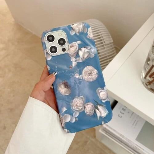 Cute flowers Oil painting Tulip Rose floral Phone Case For iphone 11 12 Pro Max XR X XS Max 7 8Plus Soft Silicone Luminous Cover