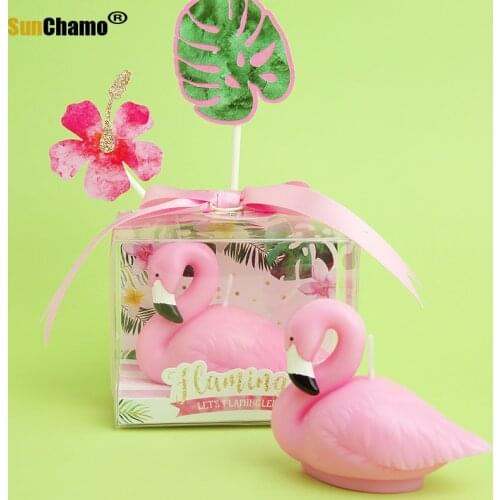 New Creative Scented Birthday Weddings Candles Flamingos Love Flameless Candles Cake For Children Gifts Birthday Decoration