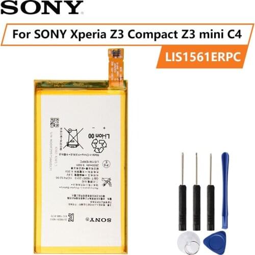 Original SONY Battery For SONY Xperia Z3 Compact Z3 mini C4 M55W D5833 SO-02G Z3MINI LIS1561ERPC 2600mAh Authentic Phone Battery