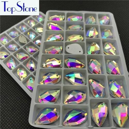 Clear Crystal AB Color Glass Little Fish Shape Sew On Rhinestone Flatback Sewing Crystal Stones Dress 9x14mm,12x19mm