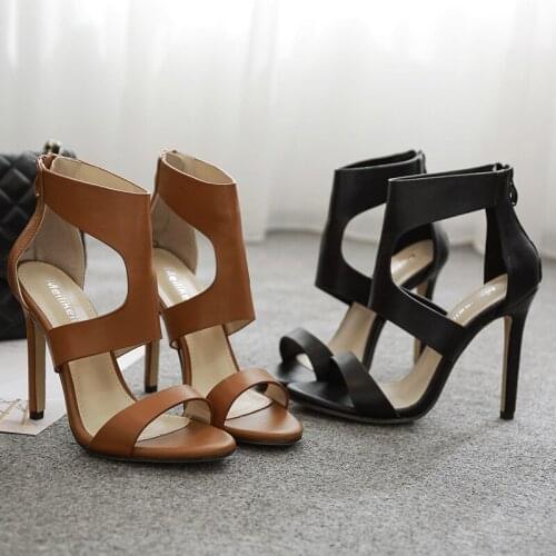 2020 Gladiator Sandals Fashion Women Sandals High Heels Open toe Ankle Strap Elastic band Shoes Size 35-40 Pumps black
