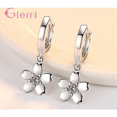 Classic Dangle Earrings For Women Wedding 925 Sterling Silver Fashion Jewelry Geometric Shape CZ Cubic Zirconia