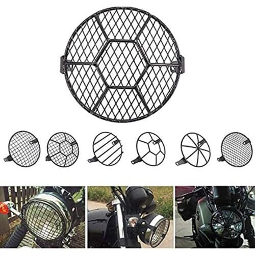 7'' Retro Motorcycle Mesh Mask Vintage Grill Side Mount Universal Motorcycle Headlight Lamp Cover Protector