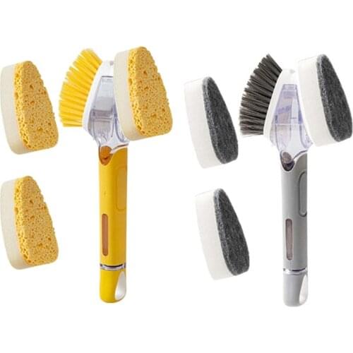 Kitchen Dish Pot Bath Wash Brush Sponge Tiles Washing Refill Liquid Soap Dispenser Scrubber Cleaning Tool K0AB