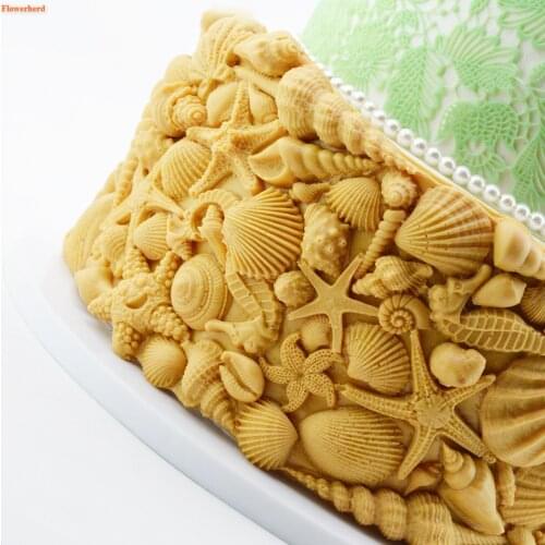 Conch Starfish Shell Fondant Cake Silicone Mold Birthday Wedding Decoration DIY Chocolate Biscuit Baking Tools Cake Decoration