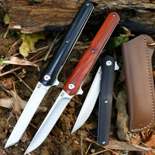 High Quality Japanese Ball Bearing M390 Folding Knife Sandalwood Ebony Fold Knives Camping Hunting Slicing Outdoor Fruit Knife
