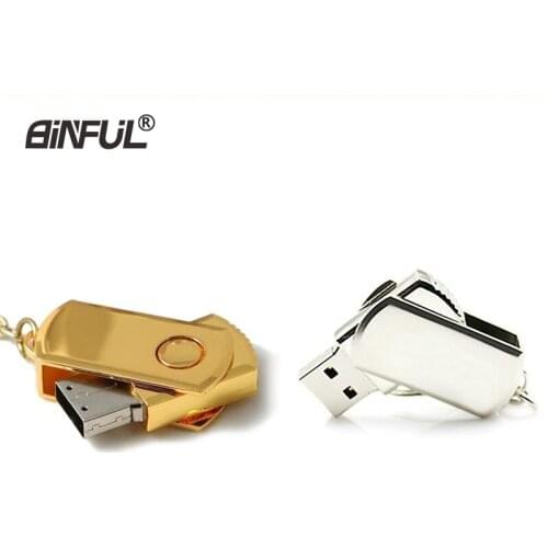 Key usb flash drive 4GB 8GB gold Metal pendrive 16GB 32GB 64GB silver memory drive gift rotate u disk Lanyard pen drive