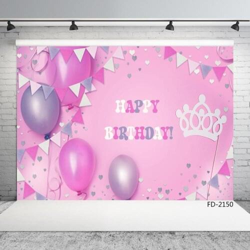 Pink Balloons Birthday Party Banner Children Photography Background Vinyl Photo Backdrop For Photo Studio Baby Shower Photobooth