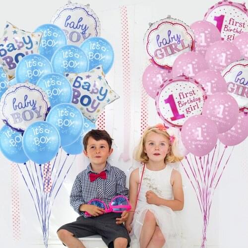 Its a Boy Its a girl Latex balloons 1st Birthday Ballon Birthday Party Gender reveal Globos Baby Shower Helium Balloon 14pcs