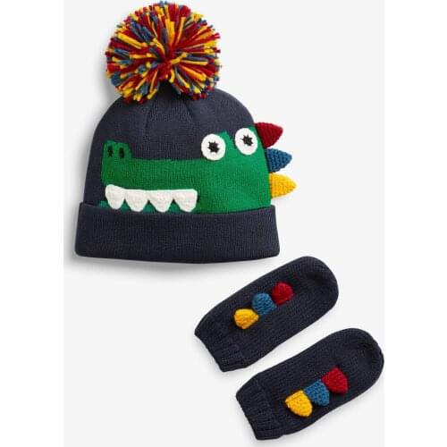 2021 new autumn winter 2 pieces knitted hats and glove mitten for baby boys girls kids hat gloves set for children