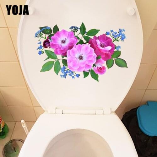 YOJA 25.5CM×16.2CM Plant Flowers Bathroom Decoration Toilet Sticker Home Room Wall Accessories T1-2598