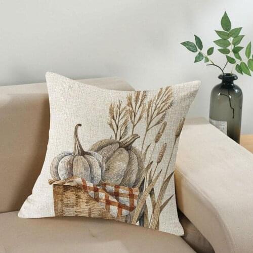 Thanksgiving Pillow Cover Pumpkin Cushion Cover Linen Farmhouse Decor Pillow Case Home Decor Sofa Car 45CM*45CM