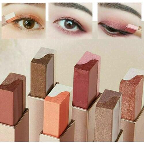 1Pcs Professional 2 In 1 Double Color Gradient Velvet Shadow Shimmer Waterproof Makeup Stick Eye Lasting Lazy Eyeshadow Met I8M6