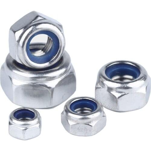 100pcs/lot Nylon Lock Nuts M4 M5 M6 Hexagon Self-locking Nut Carbon Steel Hex Screw Locknut Hardware for Metalworking