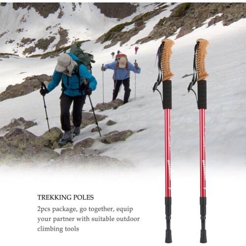 2 PCS Hiking Poles Adjustable Aluminum Alloy Cork handle Walking Sticks Outdoor Tool Ultralight Walking Sticks Trekking Poles