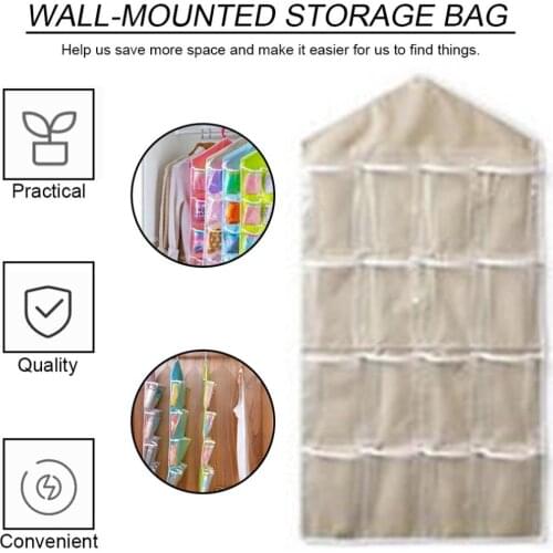 2020 16 Pockets Clear Over Door Hanging Bag Hanger Storage Tidy Organizer For Home Bathroom Living Room Household Sundries