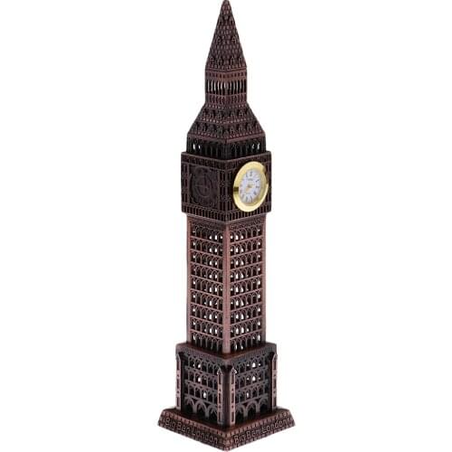 23.5cm Vintage Bronze Worlds Famous Buildings Model Statue Collectible Gift - London Big Ben Home Desk Decoration