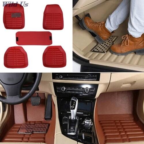 5 Pieces/Set waterproof red PU leather pad auto non-slip carpet GM floor leather front and rear lining easy to clean