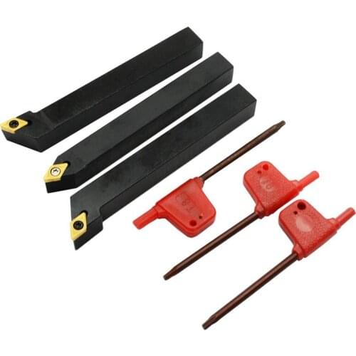 ABSF 3Pcs 1/2 inch CNC Lathe Carbide Turning Tools Indexable Holder Set SDNCN1212H07 + SDJCL1212H07 + SDJCR1212H07+3Pcs DCMT0702