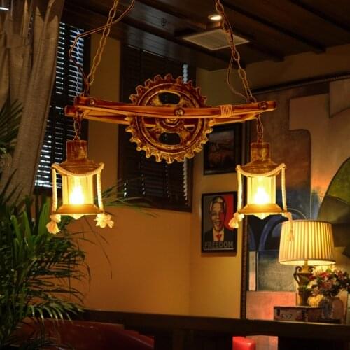 American country living room bamboo pendant light antique vintage kerosene lantern droplight bar bedroom lamp