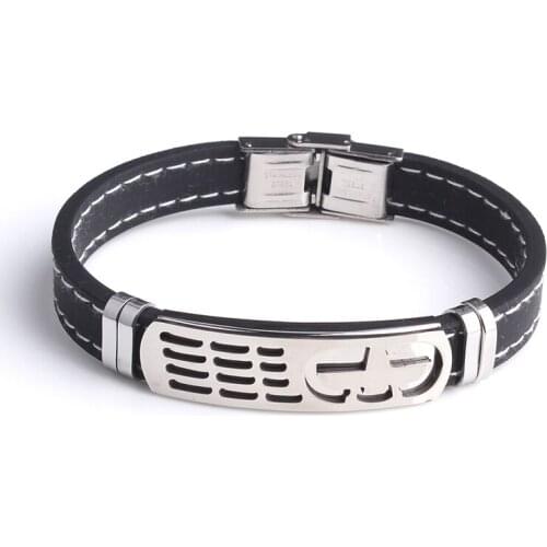 Free shipping silver color eagle Silicone 316L Stainless Steel bracelets for men
