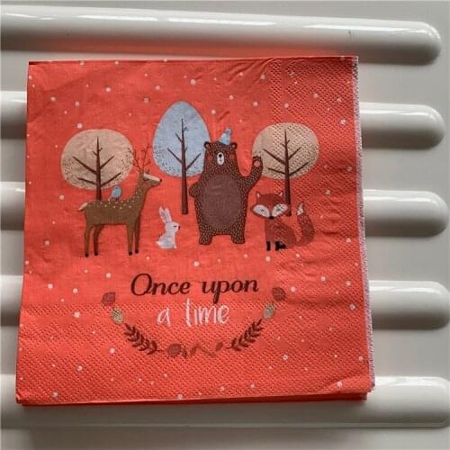 Decoupage wedding birthday party Napkin paper cute tissue cartoon animal bear fox deer vintage beautiful serviettes decor 20