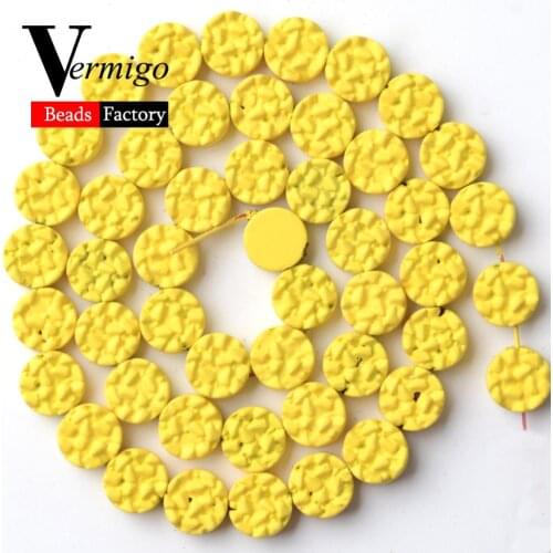 Natural Minerals Beads Yellow Flat Round Nanotech Rubber Hematite Beads For Jewelry Making 8mm Diy Bracelets Accessories 15"