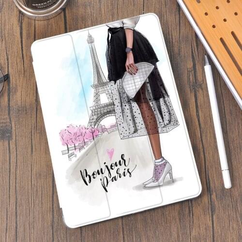Girl Eiffel Tower For iPad Case For iPad 10.9 inch Air 4 10.2 8th 7th 10.5 inch 12.9 inch iPad Pro Mini Cover With Pencil Holder