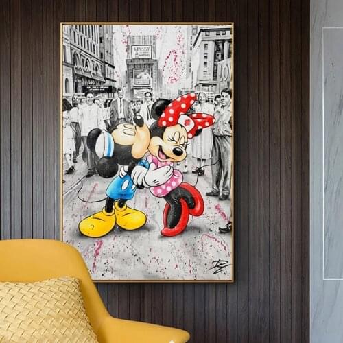 Disney Street Art Graffiti Style Canvas Painting Mickey Mouse Prints and Posters Wall Art Pictures for Living Room Decor Cuadros
